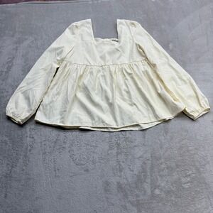 Listicle Babydoll Top Women's Medium Cream Shirt Square Neck Boho Prairie Chic